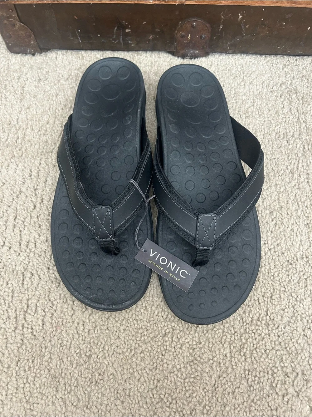 Vionic Men’s Black Comfort Orthotic Flip Flops